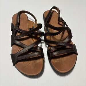 BOC Born Brown Leather Strappy Sandals Comfort Slingback Womens 8M